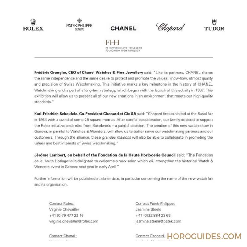 Bye Bye BASELWORLD ! PP及Rolex 等大牌全員出走巴塞爾表展-復刻表