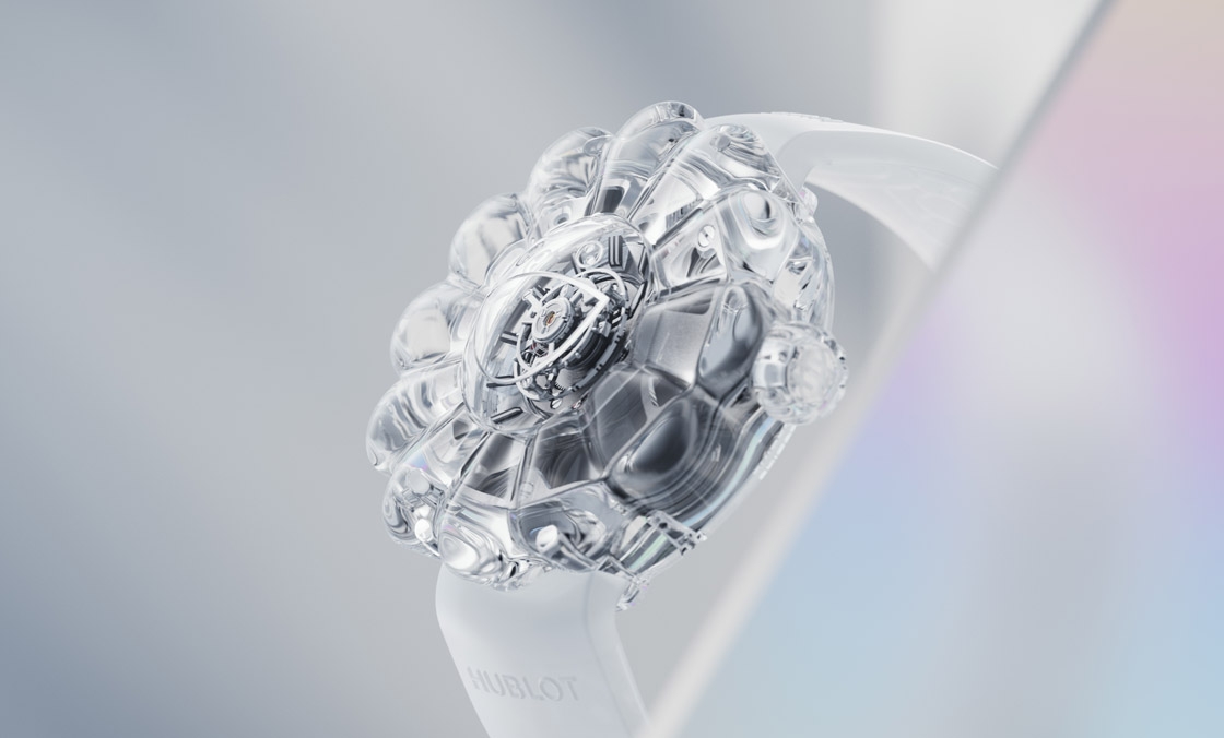 HUBLOT - 12辦花型透明藍(lán)寶石表殼！ 村上隆微笑小花仙氣爆棚了｜Hublot MP-15村上隆藍(lán)寶石陀飛輪腕表