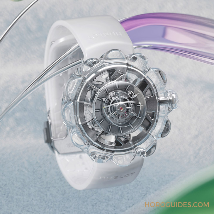 HUBLOT - 12辦花型透明藍(lán)寶石表殼！ 村上隆微笑小花仙氣爆棚了｜Hublot MP-15村上隆藍(lán)寶石陀飛輪腕表
